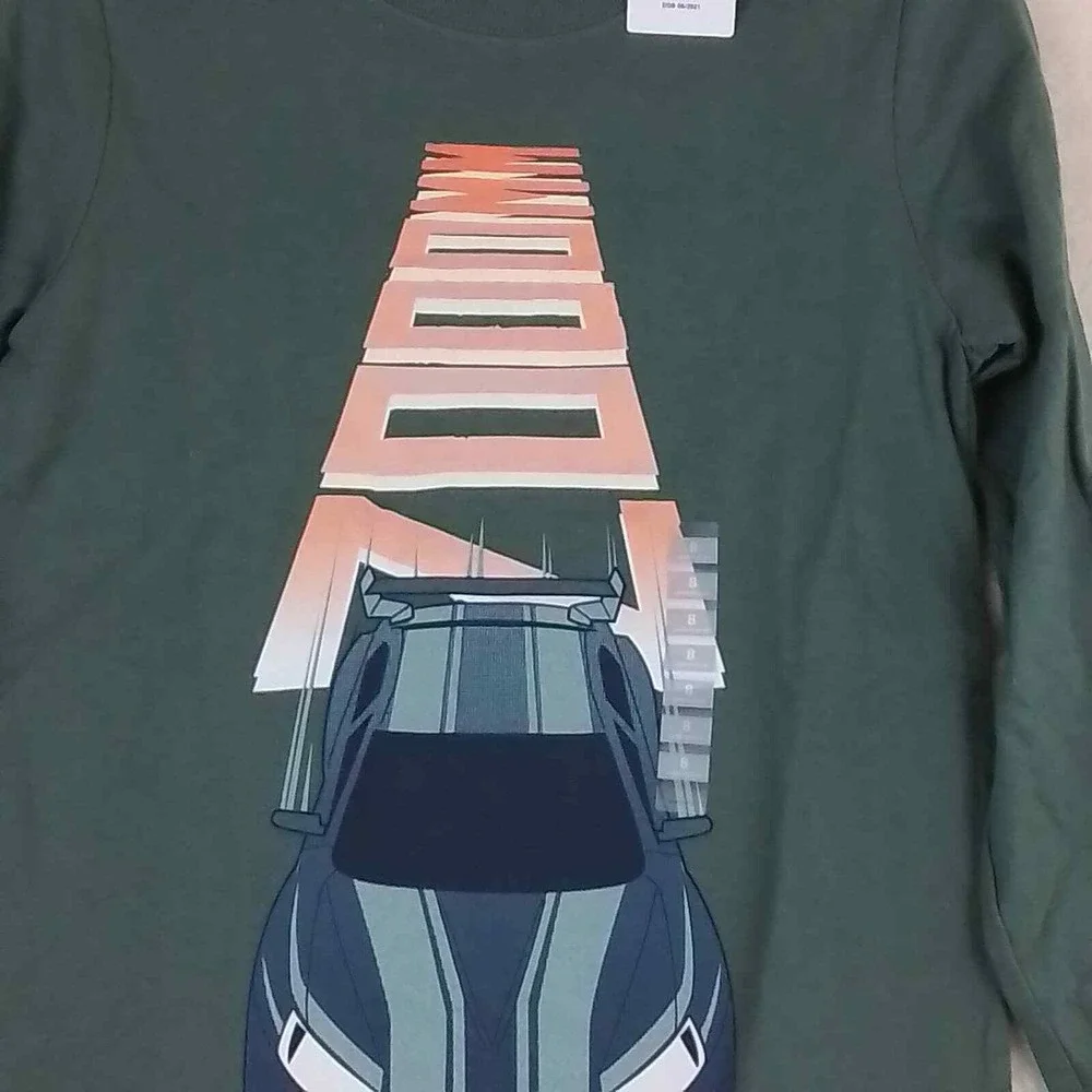 Carters Long Sleeve T-Shirt Boys Sz 4 100% Cotton Graphic Tee Crew Neck Race Car